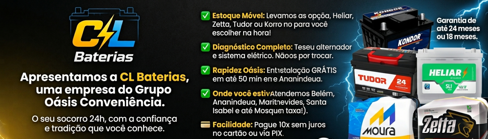 Baterias 24 Horas - Belém e região - todas as baterias
